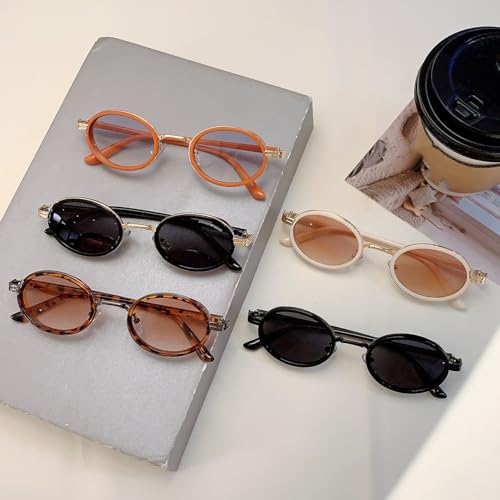 Lunettes de soleil ovales vintage léopard contre l'éblouissement