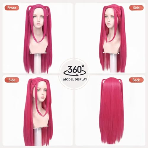 Pop Singer Costume Cosplay Wig, Long Straight Hot Red Wig for Women, Anime Wigs Halloween Props3