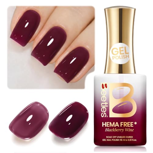 Image of Beetles Purple Gel Nail Polish - Blackberry Wine 15ML Jelly Gel Polish Neutral Deep Purple Nail Polish Sheer Translucent Wine Color Gel Soak Off UV LED French Nail Art Salon DIY Manicure Gift