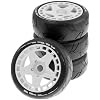 Compatible with HSP for ZD for HPI for WLtoys for 1Set 105mm Rubber Tire Plastic Wheel with 17mm Adapter for 1/8 On Road Rally RC Car RC Car Tyre Hub WheelsWhite