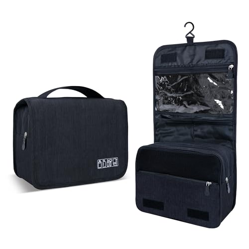 Portable Hanging Toiletry Bag for Travel, Small Multifunctional Makeup Cosmetic Bag for Women, Waterproof Travel Toiletries Organizer, Shower Bathroom Pouch with Hook for Gym, Camping, Business Trips