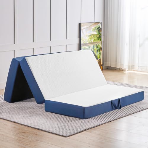 Image of CYMULA Folding Mattress Full Size,4 inch Trifold Mattress Topper for RV,White