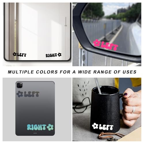Image of Left Right Car Sticker, Beautiful Rear View Mirror Decor Waterproof Vinyl Sticker, Cute Left Right Auto Window Decal Vanity Mirror Decoration for Women Girl, Car Accessories (White)