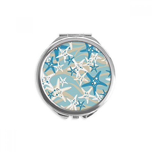 Espejo redondo de mano DIYthinker con estrellas de mar, ideal para llevar en el bolso de viaje