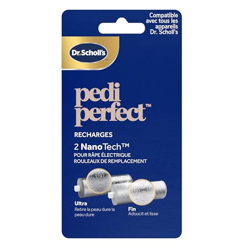 Dr. Scholl's Rouleaux de remplacement NanoTech pour râpe électrique - Pack mixte, 1 tête Ultra pour éliminer les callosités, 1 tête Fin pour lisser et...