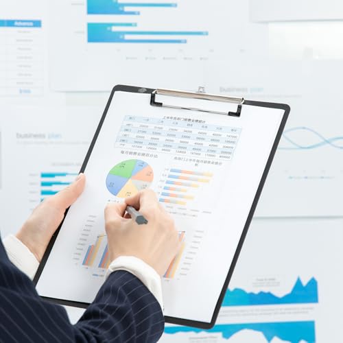 7 Pcs Portapapeles con Pinza A4, Carpeta con Pinza, Carpetas de Plastico con Gancho, Carpeta Portapapeles de Plástico para Documentos Estudiantes Profesores Material de Oficina (Negro) - imagen 5