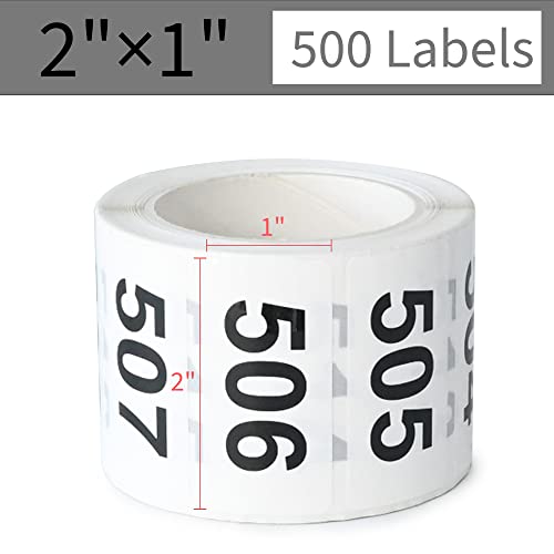 Dgbdpack Consecutively Numbered Labels, 2 X 1 Inch Self-Adhesive Vinyl Inventory Numbered Sticker (4001-4500) #TOP5