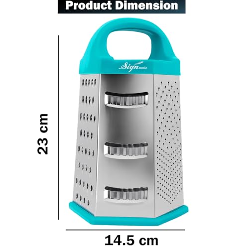 Image of Signamio 7 in 1 Cheese Grater Stainless Steel Vegetable Slicer for Kitchen - Carrot Grater Machine and Multi-Function Slicer Box, Durable Blades for Efficient Food Preparation - Multicolor