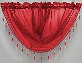 John Aird Crystal Beaded Voile Curtain Swag (Red) - Image 2