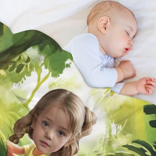 Personalized Dinosaur Blanket for Boys Girls, Custom Photo Face Dino Throw Blankets, Customized Baby Blanket for Kids Girls Boys Dinosaur Lovers, Dinosaur Gifts for Infant Newborn Christmas Birthday
