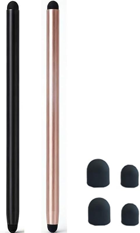 2PCS 2in1 Stylus Pen for Samsung Galaxy Tab A11/Tab A9+ / A8 / A7 / A7 Lite, High Sensitivity & Precision Styli Pencil for Apple iPad/iPad Pro/Fire HD/Microsoft/Surface/All Touch Devices (Black+Gold)