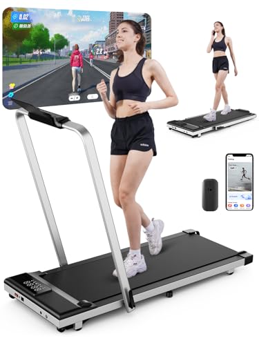 DeerRun 3-in-1 Folding Treadmill 300lb, 3.0HP, Remote & App