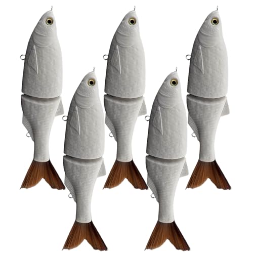 HDBHSBE 5Pcs Fishing Lures, Unpainted Blank Fishing Lures Hand-Carved Fish Scales Filament Tail Gilde Bait for Bass, Trout, Pike