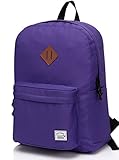 Mochila Escolar, VASCHY Mochilas Leves Mochila Clássica Básica Casual Resistente à Água Mochila Resistente à Água para Meninos e Meninas Adolescentes, Roxo