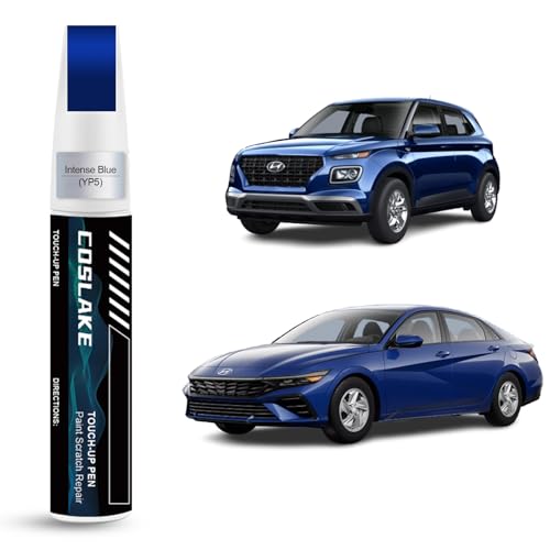 COSLAKE Car Touch Up Paint(Intense Blue(YP5)) for Hyundai, Car Paint Scratch Repair Kit, Quick & Easy Solution to Repair, 2 in 1 Scratch Remover Pen with Color-Matched