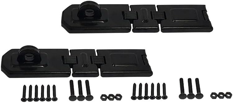 QCAA Extra Heavy Duty Concealed Safety Hasp, Flexible Link, with Hardened Staple, 7-1/2" Double Flexible, Black Coated, 2 Pack