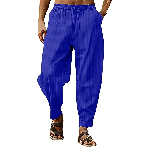 Pantalon en Lin Homme Pantalon Homme Léger Large Chino Slim Taille Elastique Camouflage Classique Sarouel Blanc Japonais Grande Medieval Décontracté Travail...