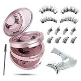 CHLFFUA MAGNETISCHE WIMPERN PINK SET – 4 PAARE FALSCHE WIMPERN NATÜRLICH LOOK MIT APPLIKATOR, 3/4 HALB &AMP; VOLLWIMPERN