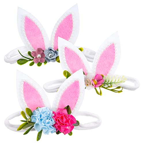LIFKOME 3Pcs Girl Bunny Ear Headbands Elastic Decorative Hair Bands for Easter Party Cute Headbands for Boy Girl Comfortable Non Slip Design for All Hairstyles