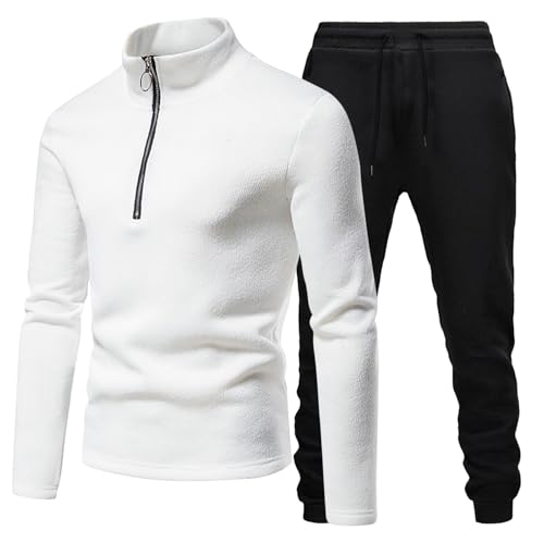 Ensemble homme chemise col roulé et pantalon blanc extensible