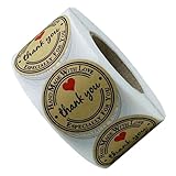 NUOBESTY Selbstklebende Runde Kraftpapier-aufkleber Dankesetiketten Mit Freundlichen Buchstaben Für Süßigkeitentüten Keksverpackungen Bäckereien Und Kleine Geschenkartikelgeschäfte