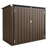 AECOJOY Outdoor Trash Can Storage, 46 Cu.Ft Outdoor Garbage Can Storage Shed, Horizontal Storage Cabinet Waterproof, Bicycle Sheds & Outdoor Storage Clearance in Brown