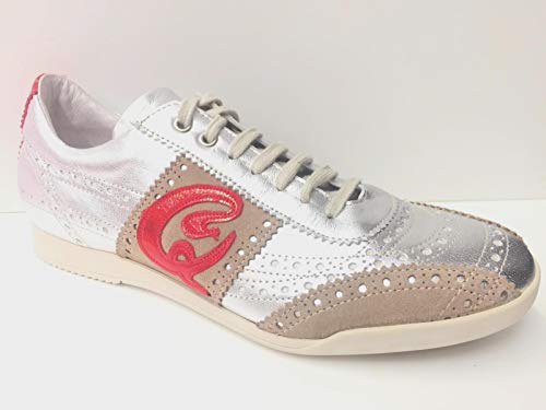 QOD 370003 Chaussures de sport pour homme en cuir Argenté, argent, 43 EU