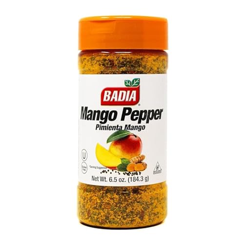 Badia Mango Pepper Seasoning, 6.5 oz - Sweet & Zesty Citrus Pepper Blend for Chicken, Seafood & Vegetables