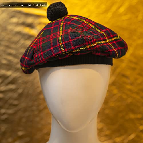 Image of Scottish Tam O' Shanter Hat Tartan Bonnet Pom Pom Wool Flat Cap One Size