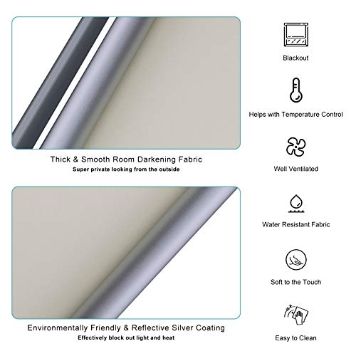 Changshade Cordless & Blackout Roller Shade, Room Darkening Rolled Up Shade, Fabric Window Blind, For Light Blocking/Sun Protection, 27 Inches Wide, Beige Rol27Bg72A #TOP2