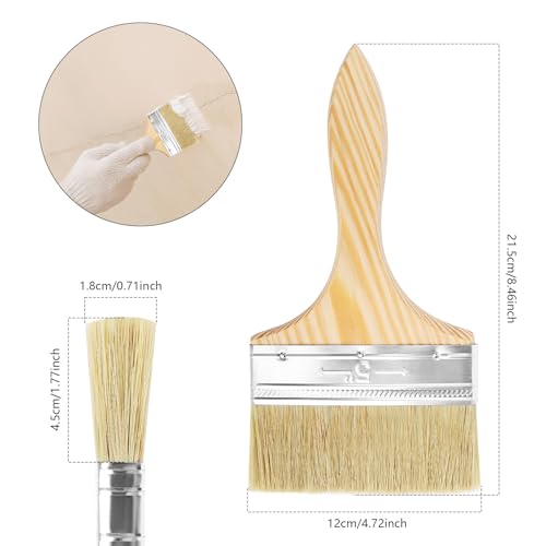 TNOMSNO Pinsel Breit, 120mm Flachpinsel Holzgriffpinsel Lasurpinsel Holz Außen, Flacher Pinsel für Farbe, Dekorieren Ölmalerei, Leim, Beizen, Lacke