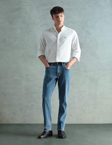 Image of Arrow Sport Solid Slim Fit Cotton Shirt for Men - Full Sleeve Mens Casual Shirts