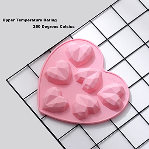 Rekidool Valentine's Day Hearts Shape Series Chocolate Silicone Molds Non-Stick Baking Candy Sugarcraft Mold For Cake Decoration Small Soap Clay Tool Diy Ice Cube Tray 6 Cavities (1 Pieces, Pink) #TOP2