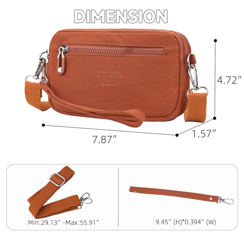 Image of JANKS Small Crossbody Bags for Women Wristlet Wallets Nylon Shoulder Bag with 4 Zipper Carry All Purse Credit Card Holder