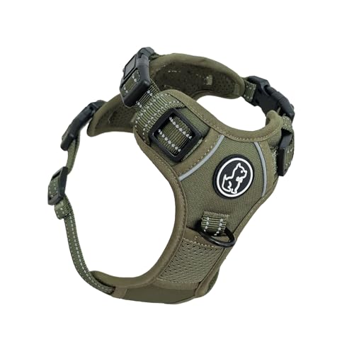 Image of Barkridges® TruFit Comfort Dog Harness Adjustable Easy to Wear | No Pull Training | Chafing-Free | Safety Reflective | Comfortable Small Medium Large (Army Green, S - Deep Fit)
