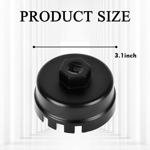 pvotawp Oil Filter Wrench Removal Tool for Toyota Highlander Tundra, 64mm Oil Filter Wrench Cap for 2.5-5.7L Engine with Serrated Housing 14 Flute(Black) - Thumbnail 2