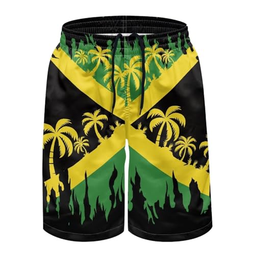 Jamaican Flag Clothes,Jamaican Flag Shorts,Jamaican Clothes,Jamaica Beach Shorts,Swim Shorts Men,Jamaica Coconut Tree Print 3X-Large