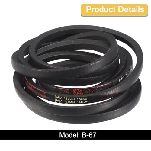 Image of uxcell 3 Pack B-67 Classic Wrapped V-Belt, 70 inch Outside Circumference Wrapped Industrial Rubber V-Belt B Profile V-Belt for Industrial Machinery Equipment, Black