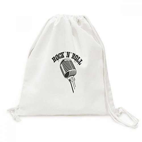 Sac cordon toile motif microphone illustré avec cordons de serrage robustes