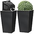 Shineloha 2 Pack Tall Planters + Baskets (Self Watering) (20" H) | Tall Planters for Outdoor & Indoor