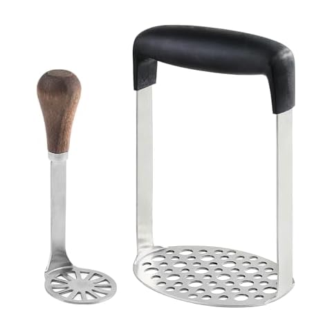 Potato Mashers Stainless Steel Mashed Potatoes Cooking Tools Set for Mashed Potatoes, Jam, Vegetables, Fruits Baby Food Masher Cover