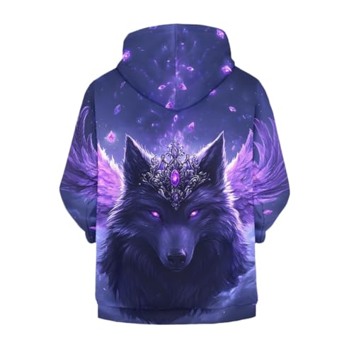 GLUDEAR Boys Girls Hoodies Kids 3D Wolf Graphic Printed Zipperer Hooded Sweatshirt Jacket with Pockets 6-16 Years2