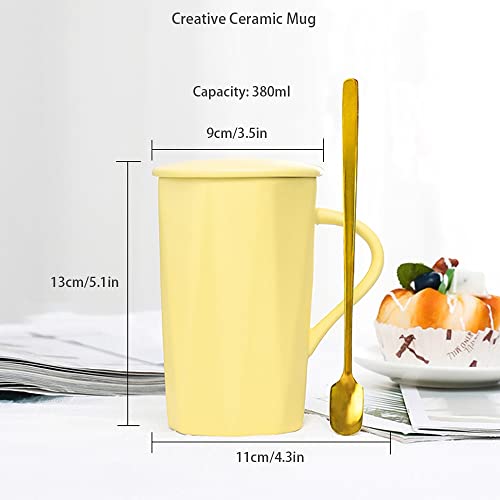 Amarelo- limão Fresco, Copo De Marca De 380ml Feminino, Copo De Café Com Colher De Tampa, Copo De Es