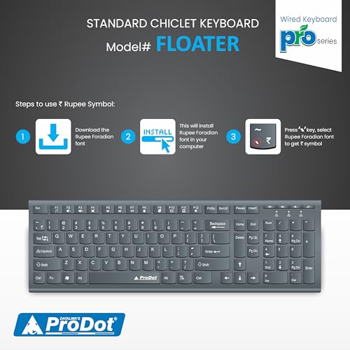 Image of ProDot High-Performance Wired Multimedia Chicklet Keyboard, Mouse & USB Hub Set for Laptop, PC, Game and Office Work (Black)