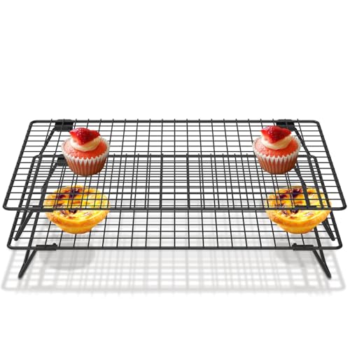 2 Pcs Cooling Rack with Collapsible Legs,Carbon Steel Baking Cooling Rack,13.4x9.4inch Stackable Cake Cooling Rack,Nonstick Cookie Cooling Rack for Baked Goods Baking Cooking Cooling Roasting -  NEMTMCUA, 4502202410301514