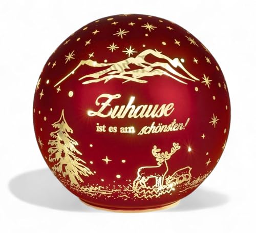 formano LED Deko-Kugel 12cm Rot mit Spruch Zuhause ist es am Schönsten...