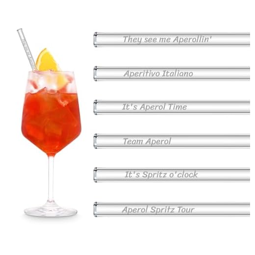 HALM glas sugrör Aperol spruta presentset | 6 stycken raka 20 cm för aperol spruta glasögon | 6 roliga talesätt cocktail tillbehör | återanvändbara sugrör graverade – glas sugrör