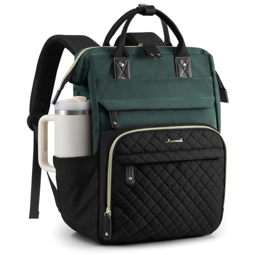 Image of LOVEVOOK Laptop Backpack Women Quilted Teacher Nurse Work Backpack Purse | Large Cup Holder, Professional Waterproof Travel Backpack, Urban Computer Bag Casual Daypack for College Business Office Gift