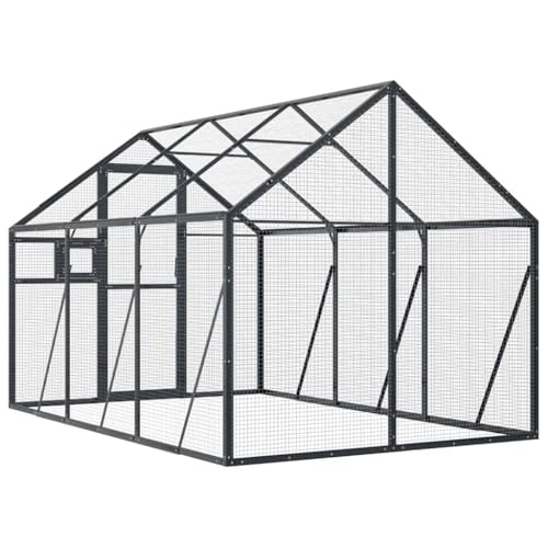 Aluminium Voliere Anthrazit 1, 79x3x1, 85 m Vogelkäfig mit Maschendraht und abschließbarer Tür-5