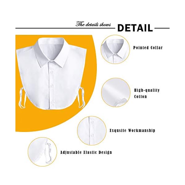Fake Collar Detachable Dickey Collar Blouse Half Shirts Peter Pan Faux False Collar for Women & Girls Favors, White One Size